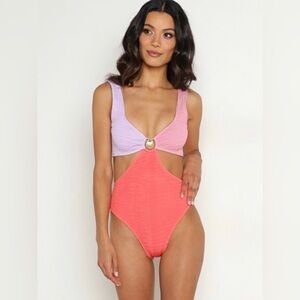 CLEONIE Hamptons Maillot women’s swimsuit One Piece Coral Blossom Lilac One Size